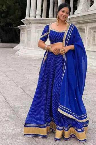 Royal blue leheriya lehenga
