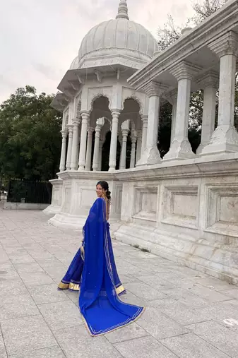 Royal blue leheriya lehenga