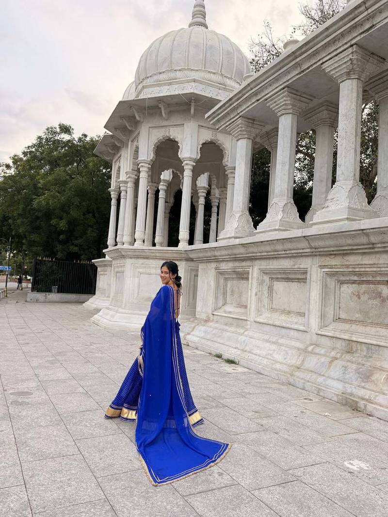 Royal blue leheriya lehenga