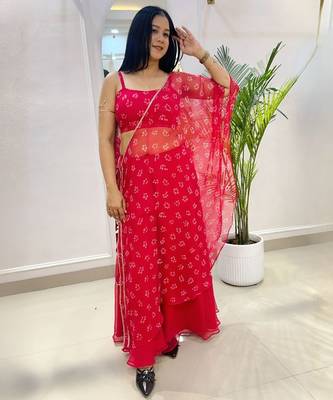 Lal bandhej half kaftan 1