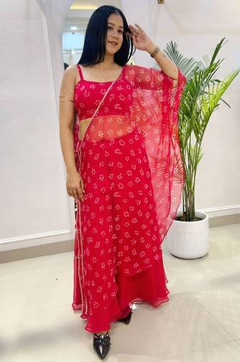 Lal bandhej half kaftan