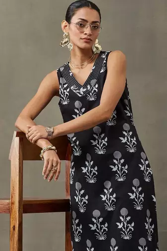 everyday women floral printed regular thread work cotton kurta with palazzos
