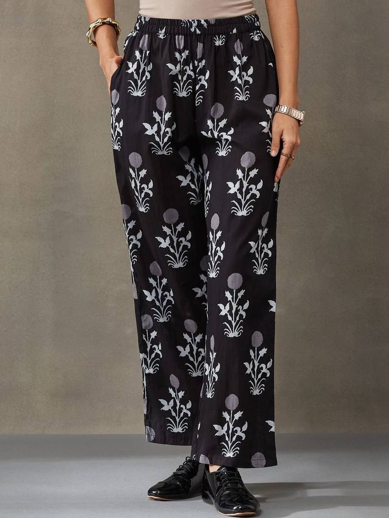 everyday women floral printed regular thread work cotton kurta with palazzos