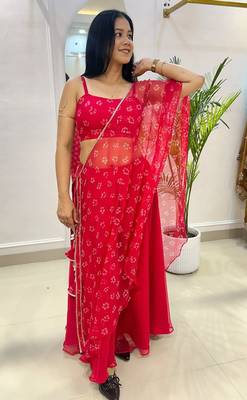 Lal bandhej half kaftan 2