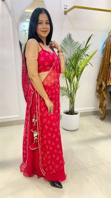 Lal bandhej half kaftan 3