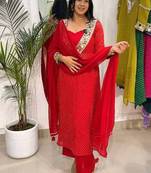 Ruhani red lehariya co-ord set