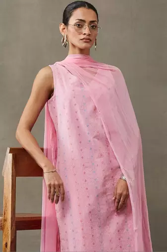 classic women ethnic motifs printed regular cotton kurta with palazzos & with dupatta