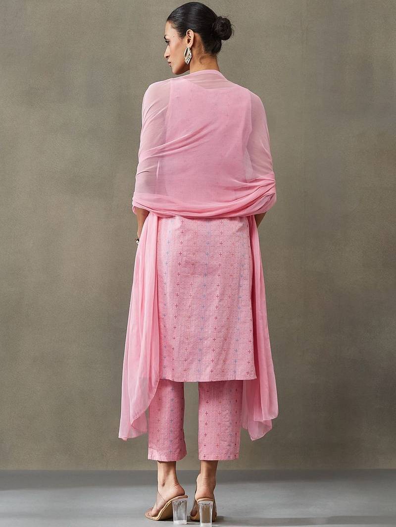 classic women ethnic motifs printed regular cotton kurta with palazzos & with dupatta