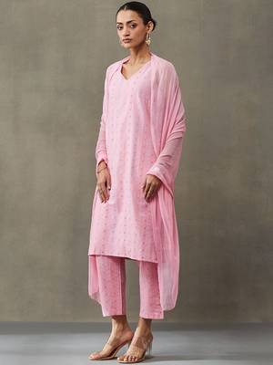 classic women ethnic motifs printed regular cotton kurta with palazzos & with dupatta 5