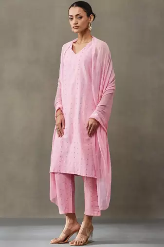 classic women ethnic motifs printed regular cotton kurta with palazzos & with dupatta