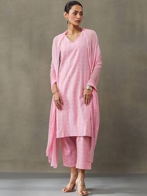 classic women ethnic motifs printed regular cotton kurta with palazzos & with dupatta 6