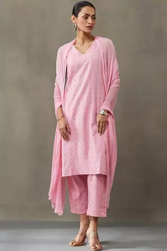 classic women ethnic motifs printed regular cotton kurta with palazzos & with dupatta