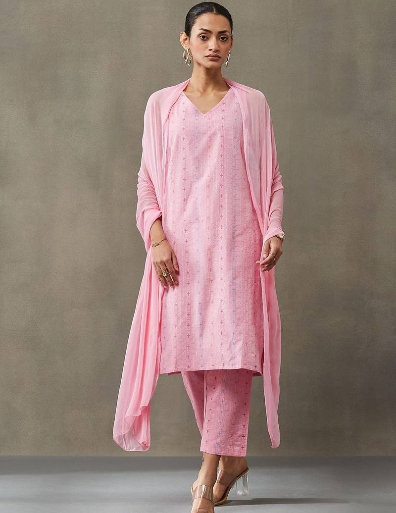 classic women ethnic motifs printed regular cotton kurta with palazzos & with dupatta