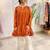 Rust orange  crinkled peplum kurta set