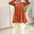 Rust orange  crinkled peplum kurta set