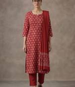 everyday women floral printed regular gotta patti cotton kurta with trousers & with dupatta