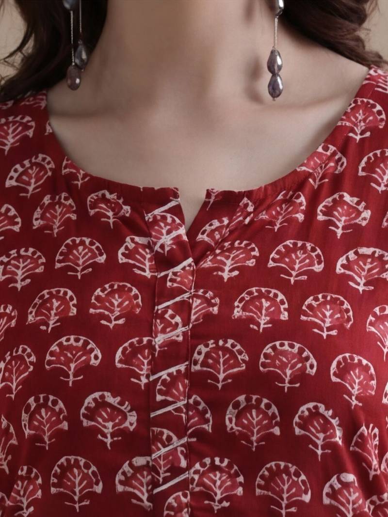 everyday women floral printed regular gotta patti cotton kurta with trousers & with dupatta