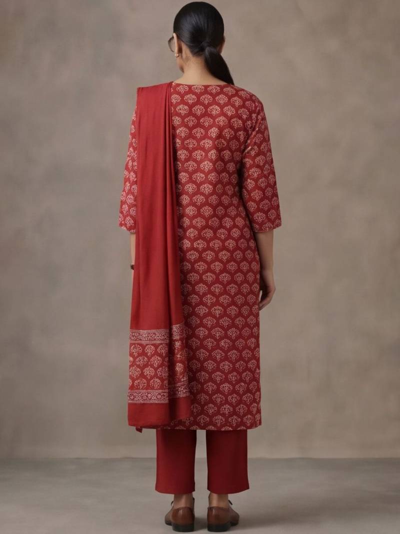 everyday women floral printed regular gotta patti cotton kurta with trousers & with dupatta