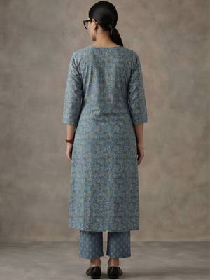 office women printed regular cotton kurta with palazzos & with dupatta 2