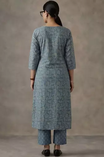 office women printed regular cotton kurta with palazzos & with dupatta