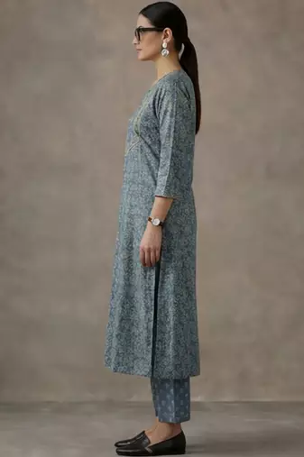 office women printed regular cotton kurta with palazzos & with dupatta