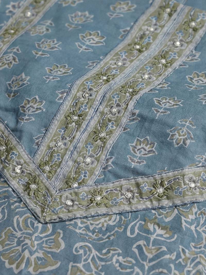 office women printed regular cotton kurta with palazzos & with dupatta