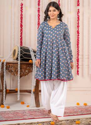 Sky blue cotton farshi salwar set 1