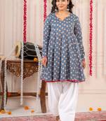 Sky blue cotton farshi salwar set