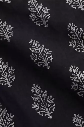 classic women floral embroidered regular beads and stones cotton kurta with trousers & with dupatta