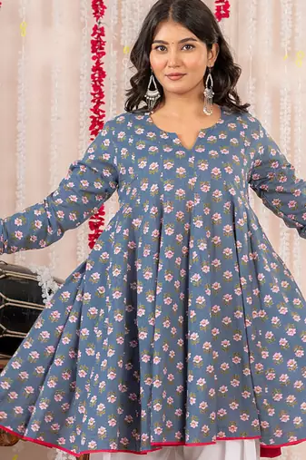 Sky blue cotton farshi salwar set