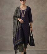 workwear women floral embroidered regular gotta patti cotton kurta with trousers & with dupatta