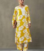 structured women floral printed regular gotta patti kurta with palazzos