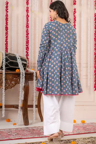 Sky blue cotton farshi salwar set