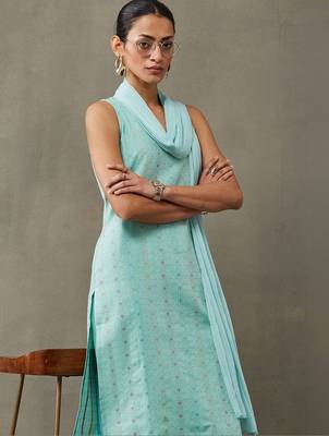 workwear women ethnic motifs printed regular cotton kurta with palazzos & with dupatta 3