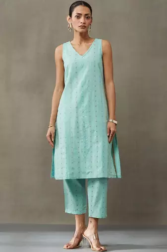 workwear women ethnic motifs printed regular cotton kurta with palazzos & with dupatta