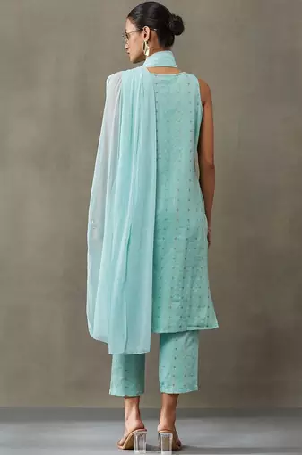workwear women ethnic motifs printed regular cotton kurta with palazzos & with dupatta