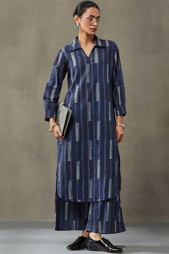 lightweight women floral printed regular cotton kurta with trousers