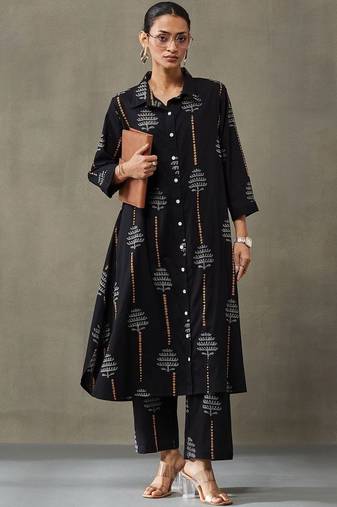 structured printed cotton kurta sets