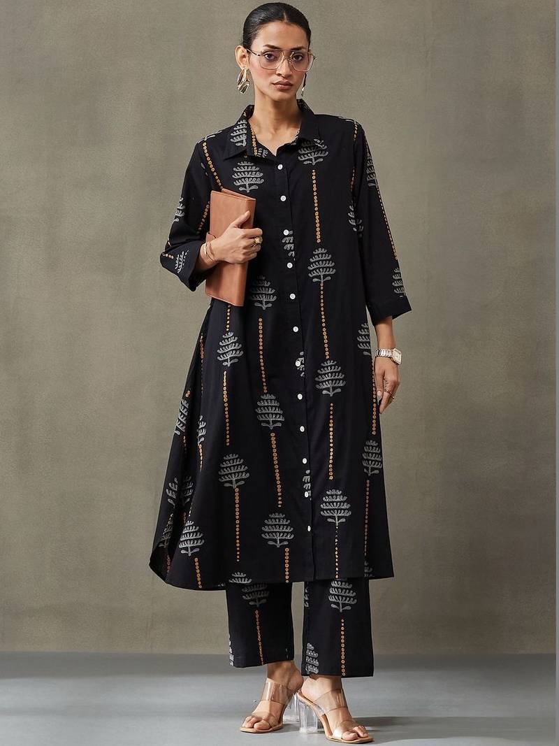 structured printed cotton kurta sets
