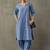 classic women floral embroidered regular thread work cotton kurta with trousers