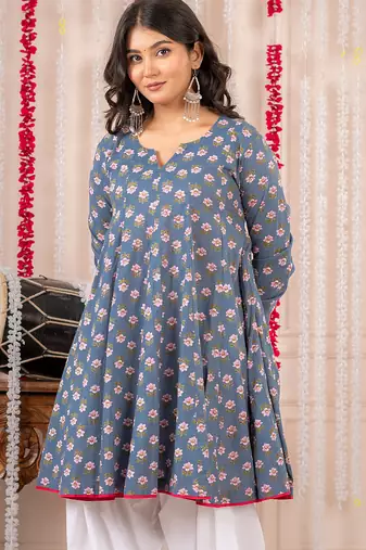 Sky blue cotton farshi salwar set