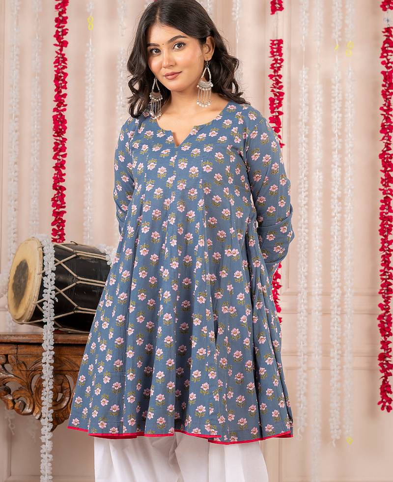 Sky blue cotton farshi salwar set