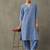 classic women floral embroidered regular thread work cotton kurta with trousers