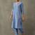 classic women floral embroidered regular thread work cotton kurta with trousers