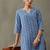 classic women floral embroidered regular thread work cotton kurta with trousers