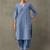 classic women floral embroidered regular thread work cotton kurta with trousers