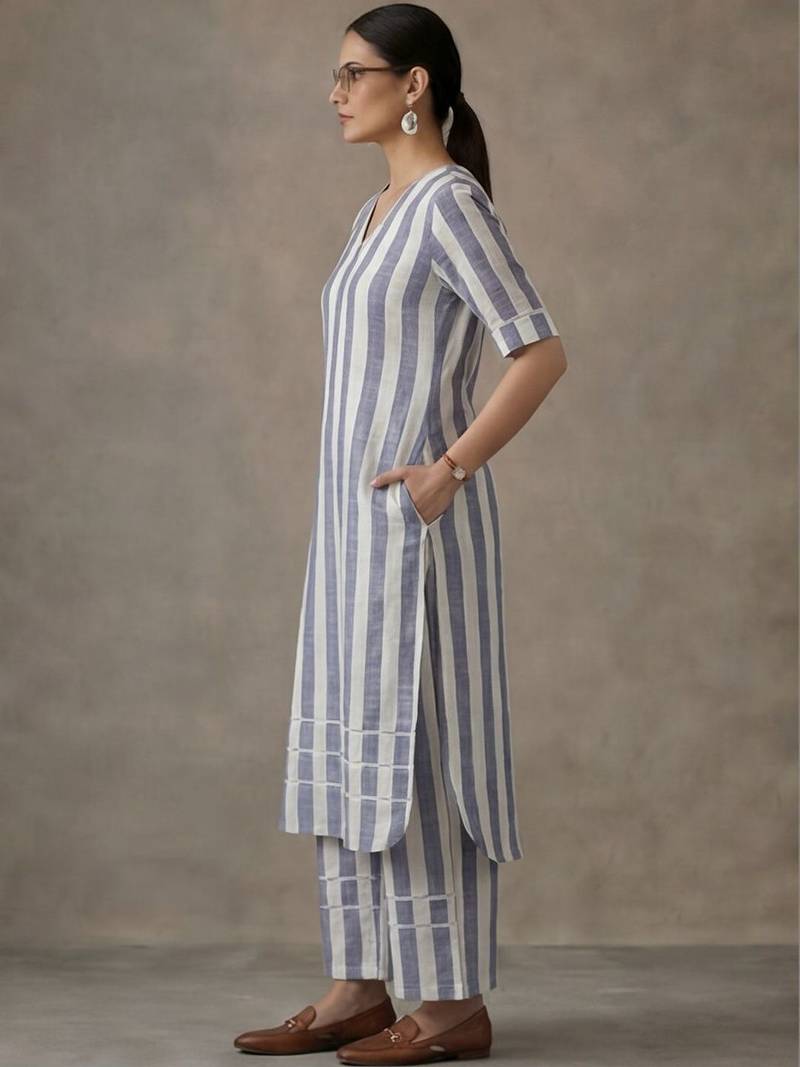 classic women printed regular kurta with palazzos