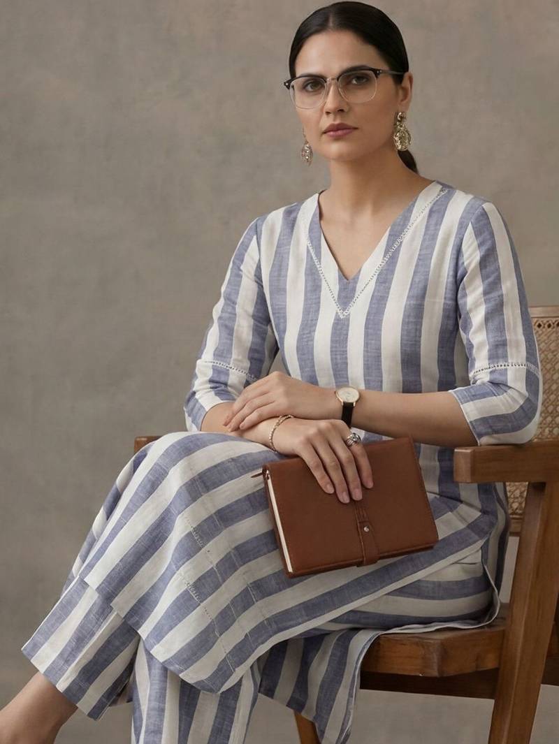 classic women printed regular kurta with palazzos