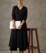 workwear women embroidered angrakha mirror work cotton kurta with trousers