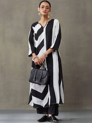 structured women printed regular gotta patti kurta with trousers 1